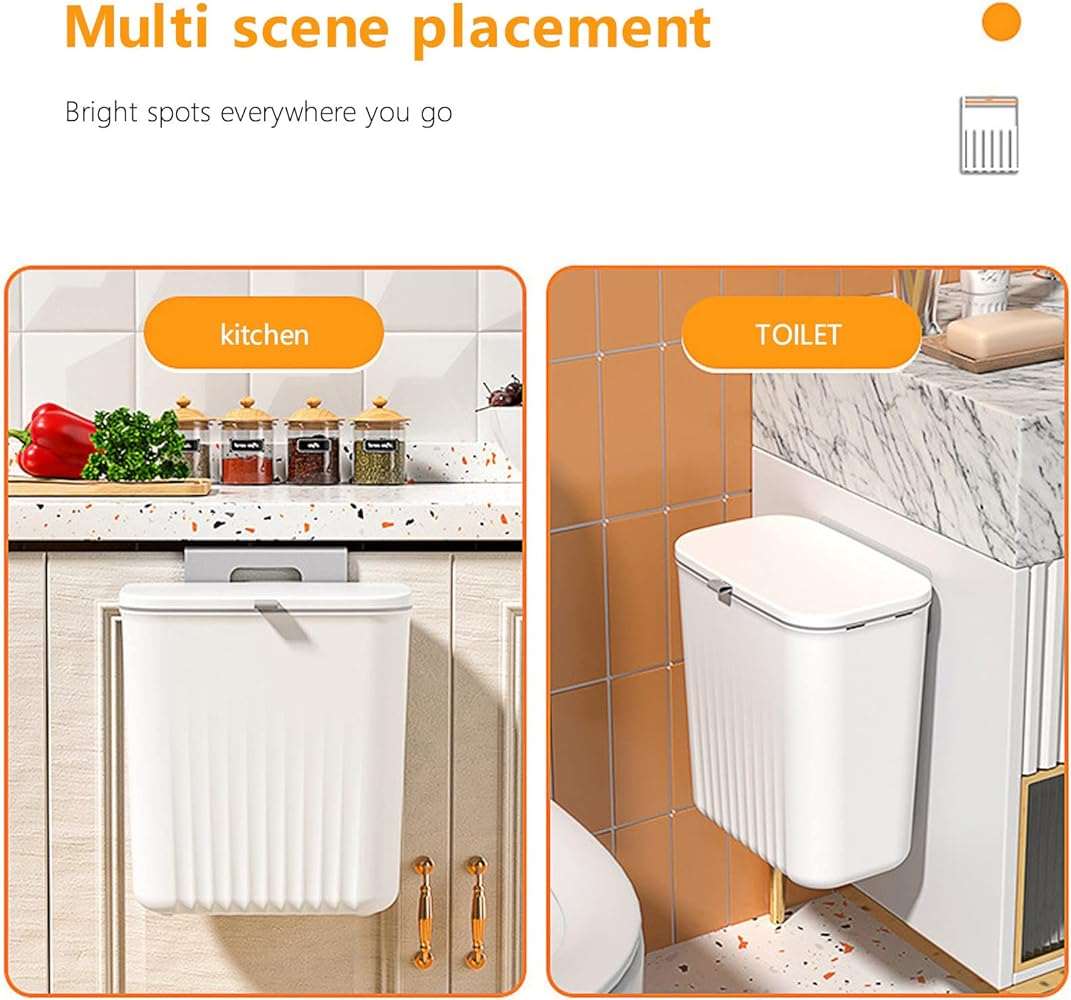 Kitchen Hanging Trash Can with Lid for Counter Top Or Under Sink Mountable Indoor Compost Bucket Easter Candy Christmas Decorations Easter Baskets