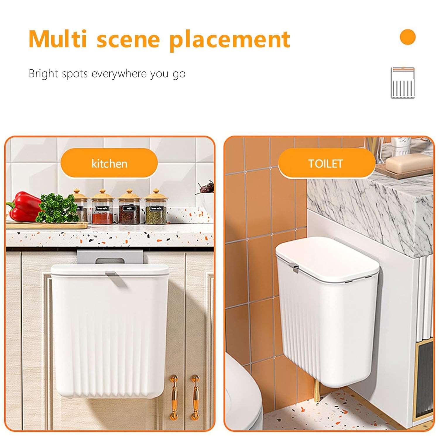Kitchen Hanging Trash Can with Lid for Counter Top Or Under Sink Mountable Indoor Compost Bucket Easter Candy Christmas Decorations Easter Baskets