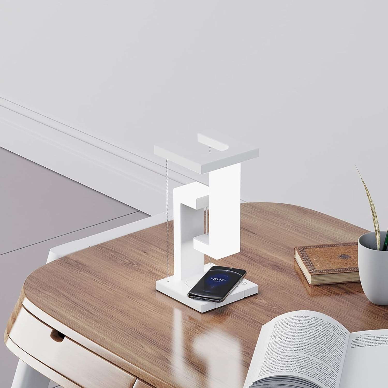 Fufafayo Suspension Style Sensor Cabinet Lamp,Night Lamp, Wireless USB Charging Night Lamp, Table Lamp with Wireless Charging of Mobile Phone with USB