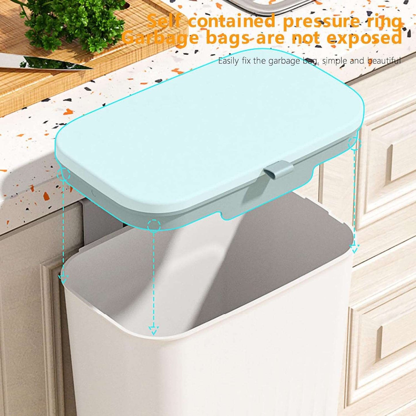 Kitchen Hanging Trash Can with Lid for Counter Top Or Under Sink Mountable Indoor Compost Bucket Easter Candy Christmas Decorations Easter Baskets