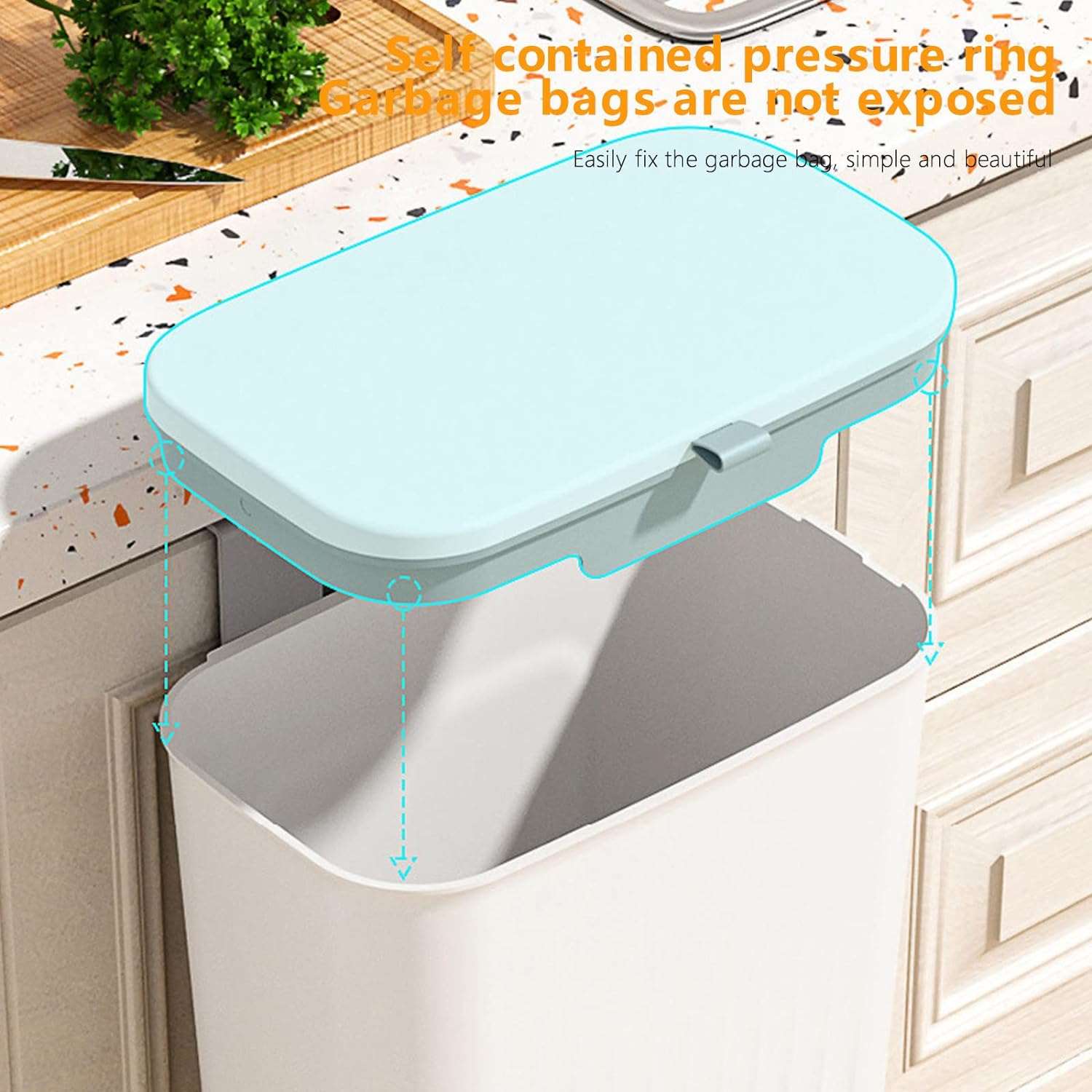 Kitchen Hanging Trash Can with Lid for Counter Top Or Under Sink Mountable Indoor Compost Bucket Easter Candy Christmas Decorations Easter Baskets