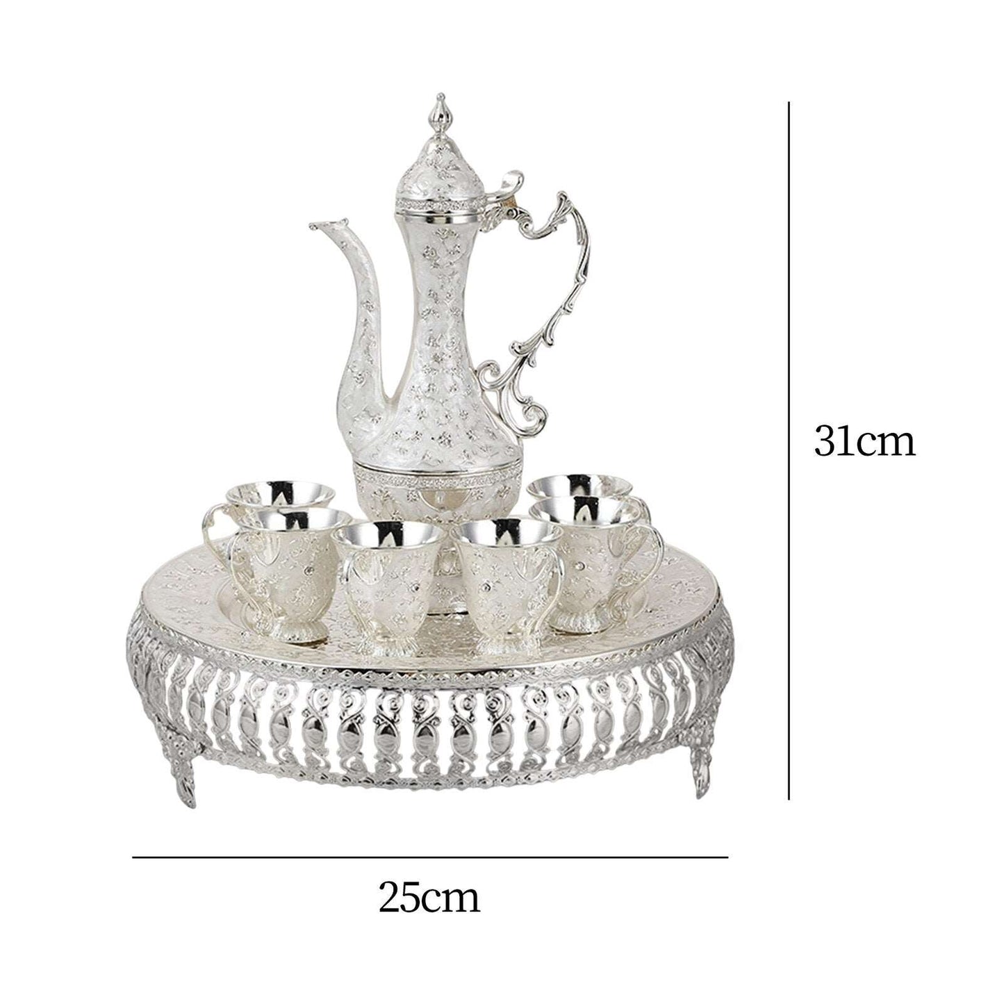 Luxury Vintage Turkish Coffee Pot Set Tea Set Decorations with 6 Cups Tray Teapot Flagon for Coffee Pot Home Decor Wedding Gift