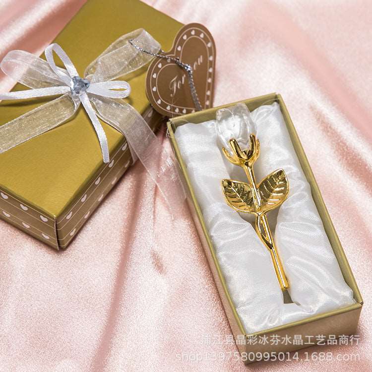Factory direct sales crystal metal roses AliExpress hot style Valentine's day small gift wedding promotional gift