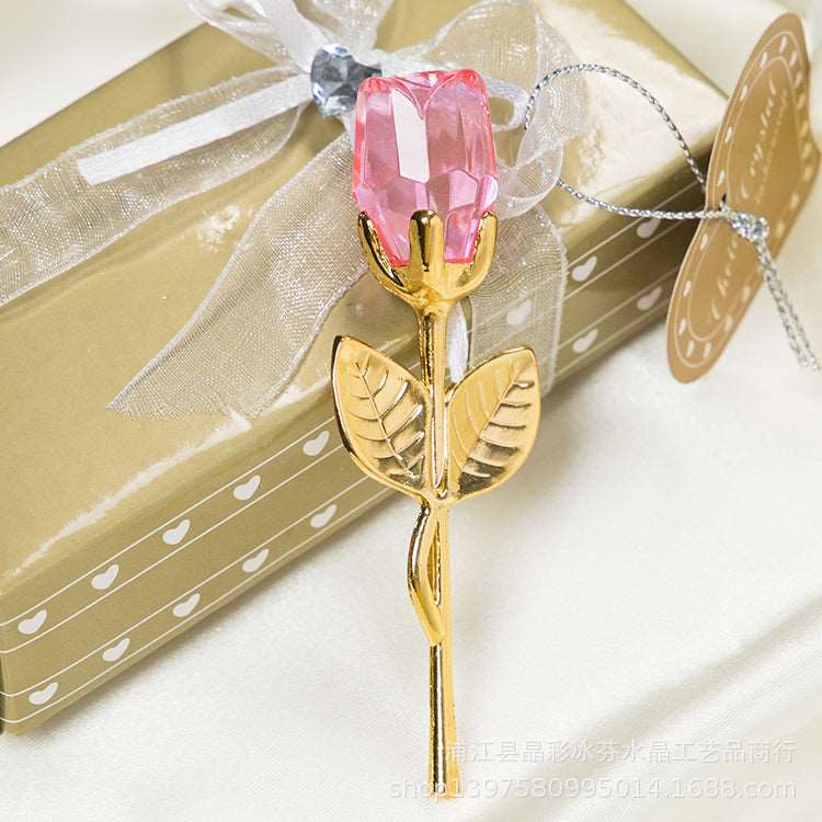 Factory direct sales crystal metal roses AliExpress hot style Valentine's day small gift wedding promotional gift