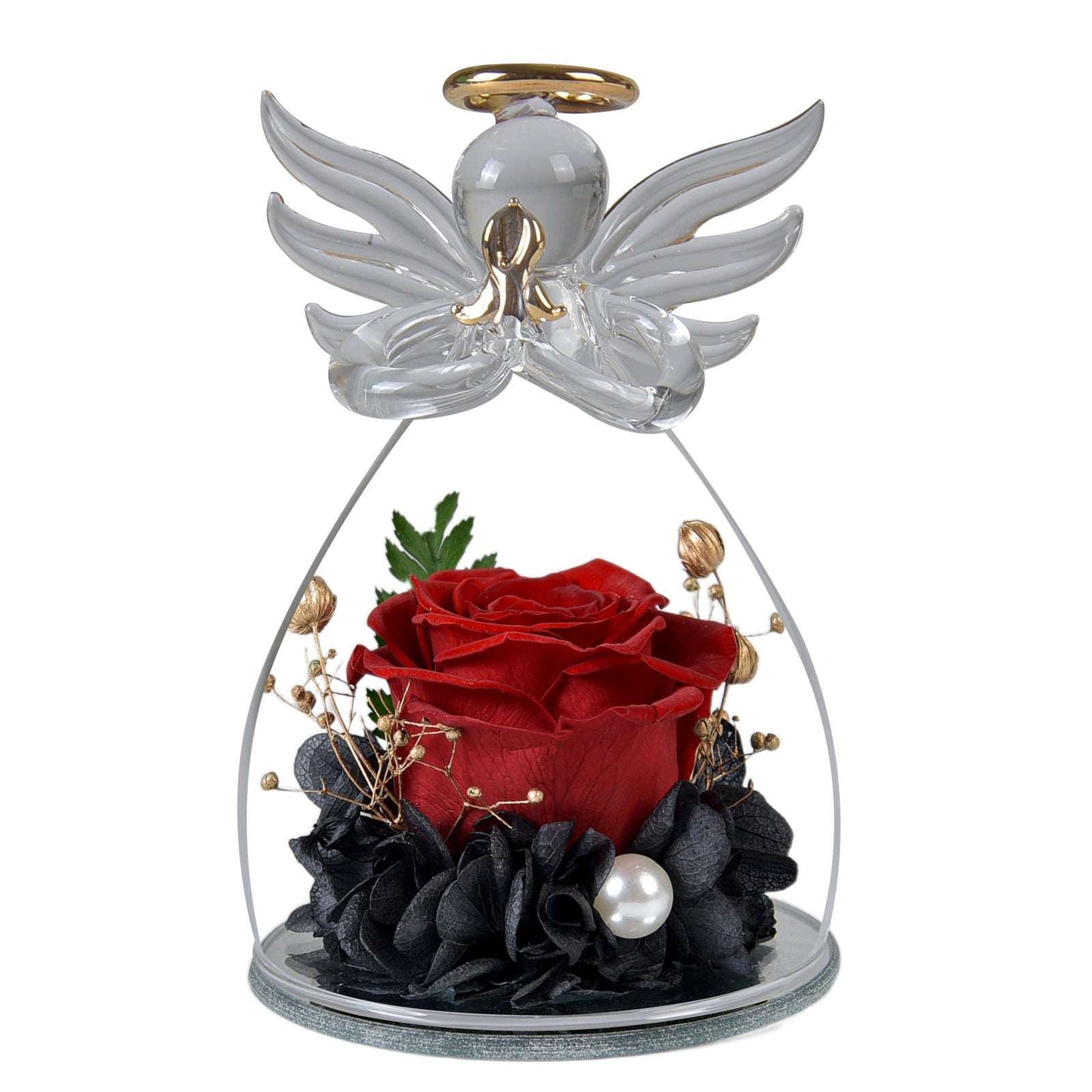 "Eternal Flower Rose Glass Cover - Perfect Christmas, Valentine's Day Decoration - Angel-Inspired Design - Bestselling Item on Amazon"