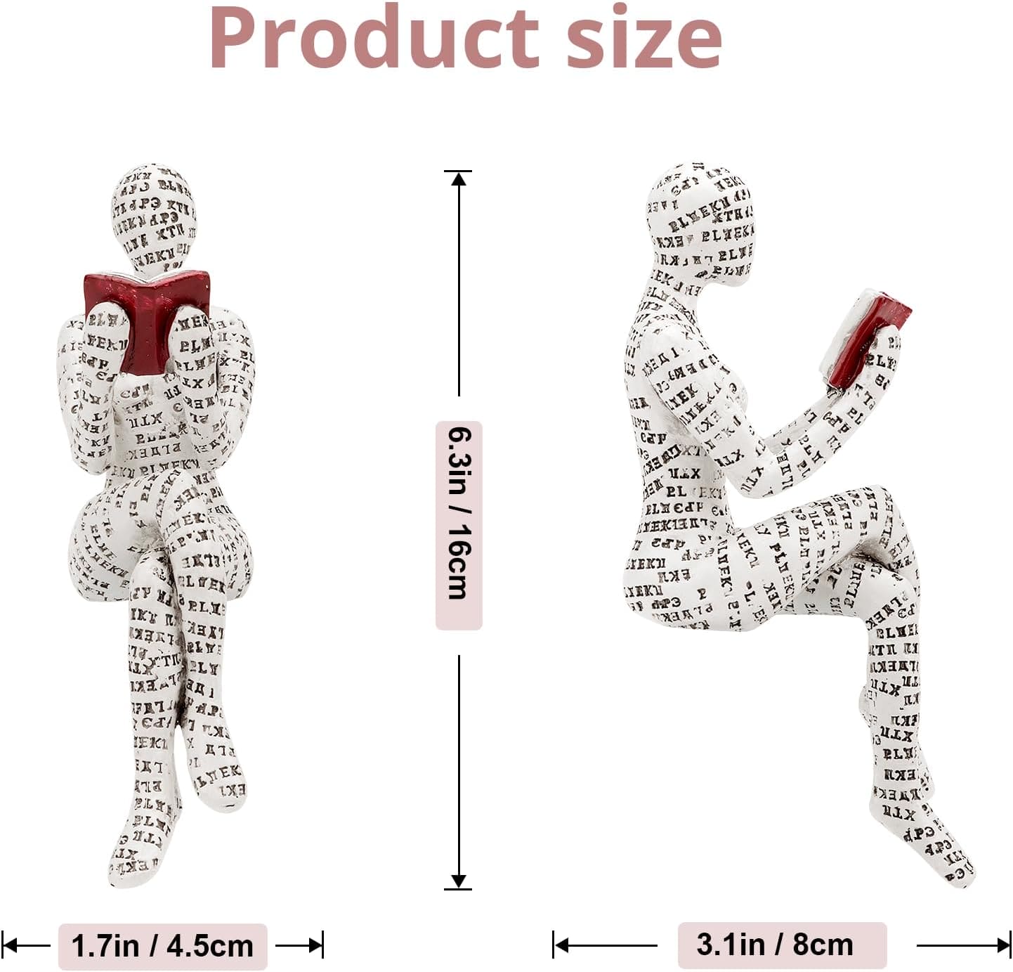 puthiac Modern Bookshelf Decor - Reading Women Figurine Sculpture Thinker Statue - Modern Abstract Home Decor for Living Room, Office, Bedroom