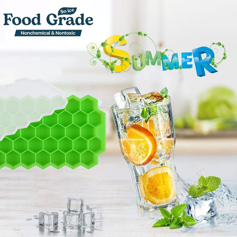 SILIKOLOVE Honeycomb Ice Cube Trays with Removable Lids Silica BPA Free