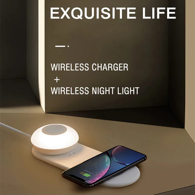 LED Wireless Charger Table Lamp with Universal Wireless Charging Pad for Smartphones