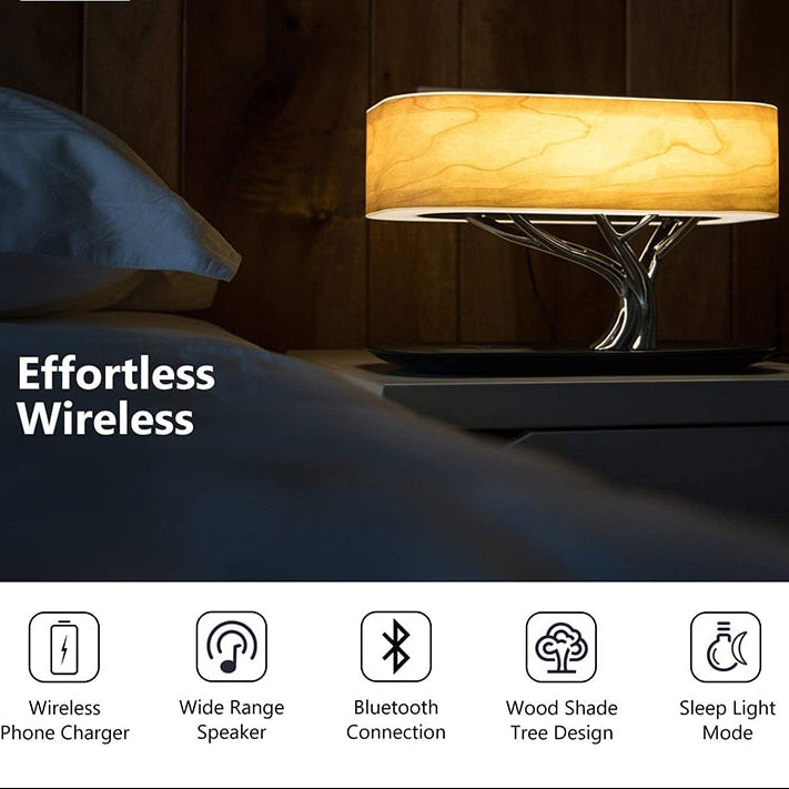Modern Led Table Lamp for bedroom Dimmable Bluetooth Speaker Phone Charger Wireless Desk Lamp Bedside Lamp Table Light Tree Lamp