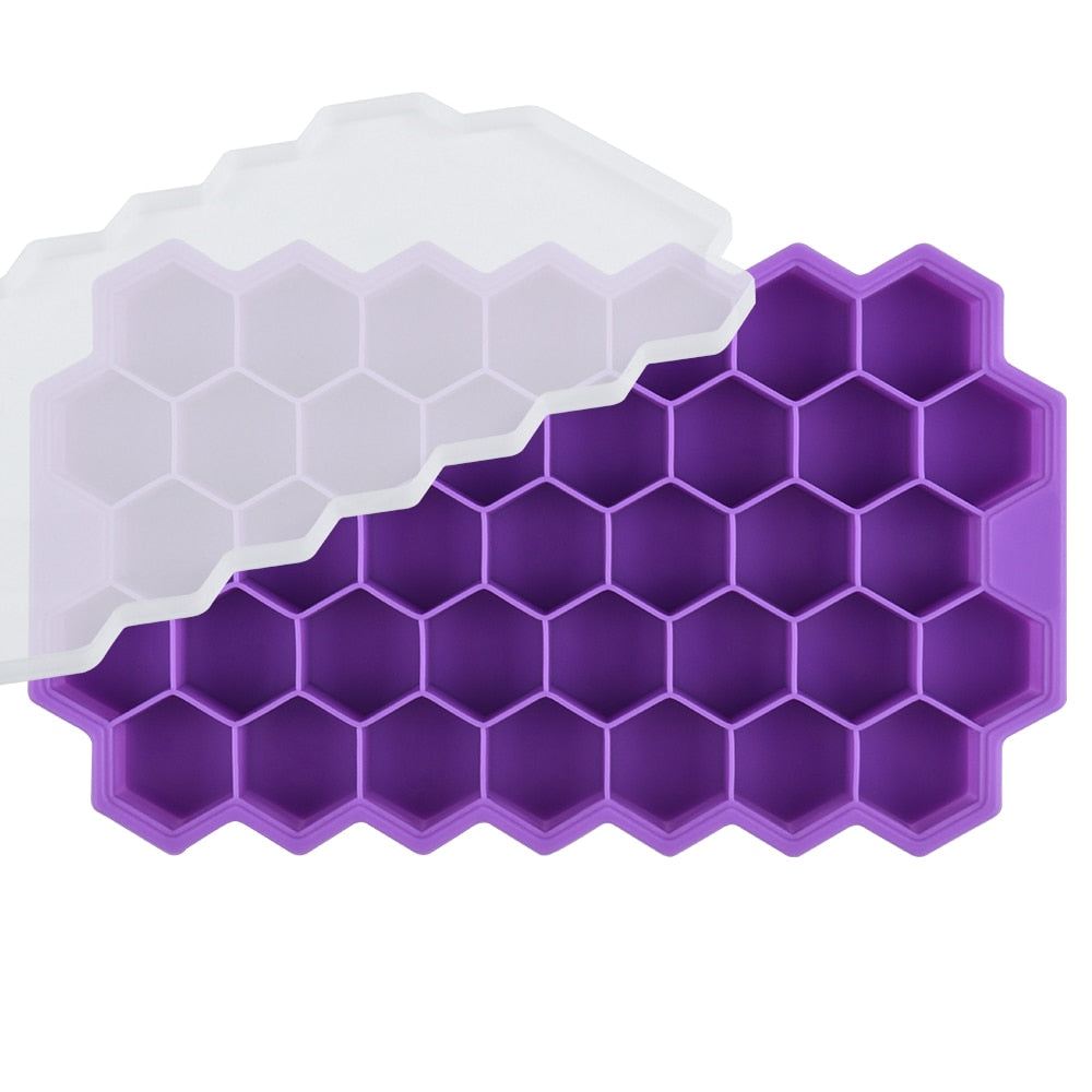SILIKOLOVE Honeycomb Ice Cube Trays with Removable Lids Silica BPA Free