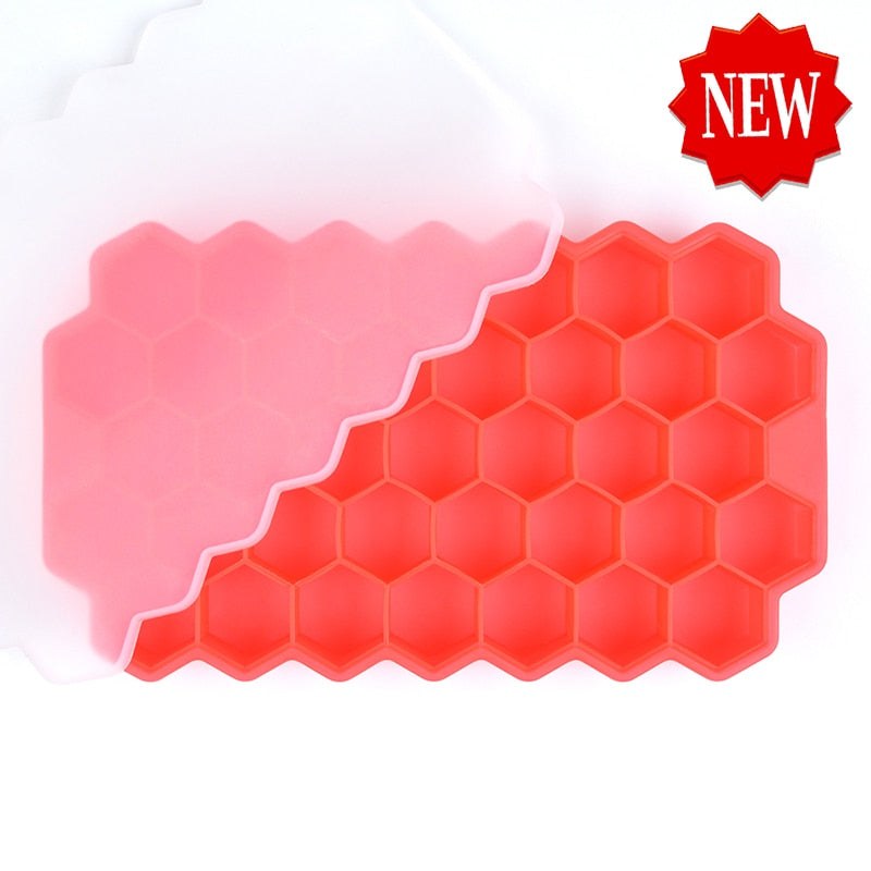 SILIKOLOVE Honeycomb Ice Cube Trays with Removable Lids Silica BPA Free