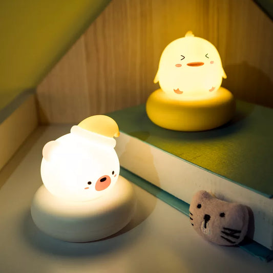 Children Night Light USB Rabbit Bear Duck Cat Night Lamp For Bedroom Baby Kid Room Decor Toys Gifts Under Cabinet Lights