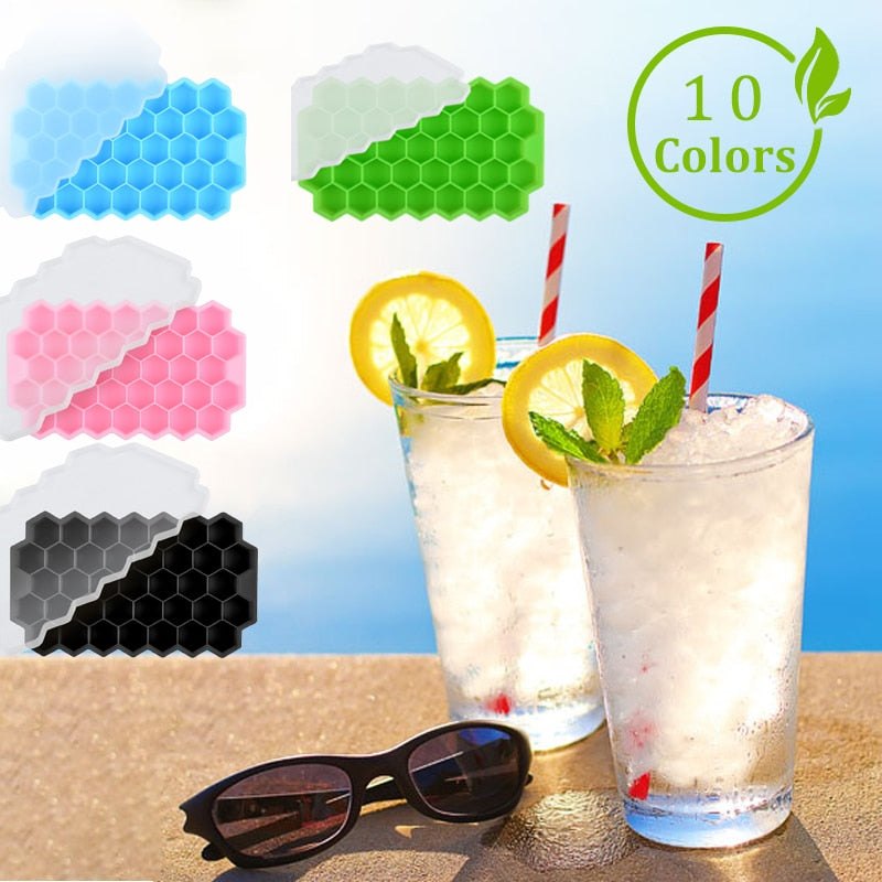 SILIKOLOVE Honeycomb Ice Cube Trays with Removable Lids Silica BPA Free