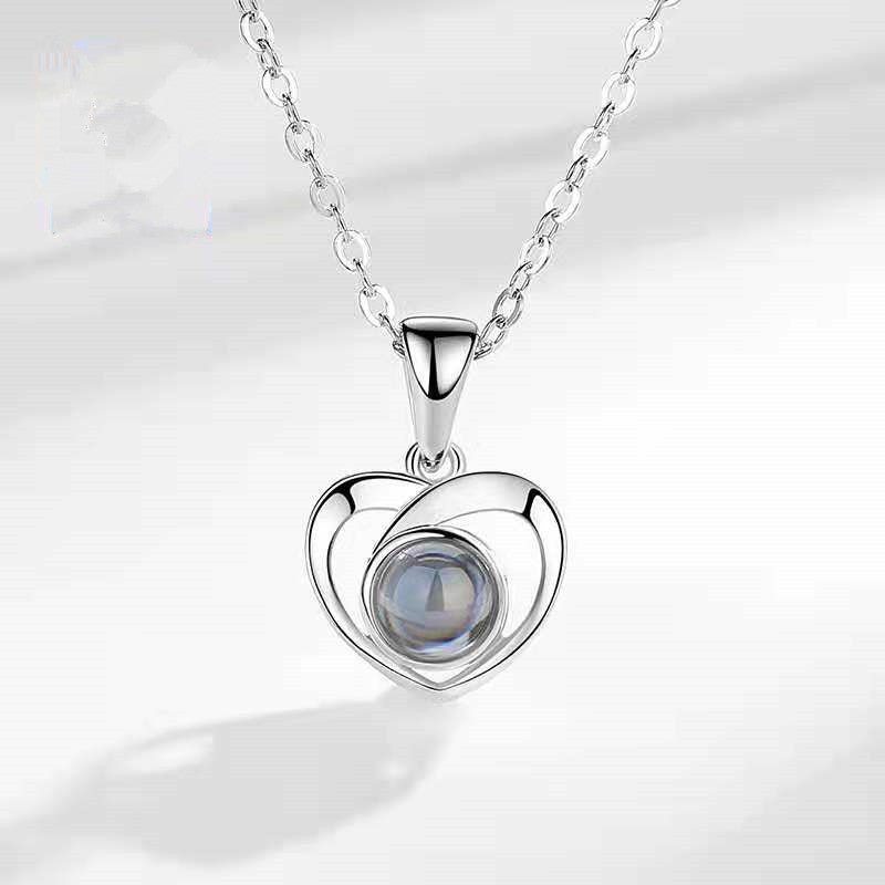 "50 Gift Love Necklace - Female Light Luxury Niche Clavicle Chain with Projection Pendant - Perfect Tanabata or Valentine's Day Gift for Girlfriend"