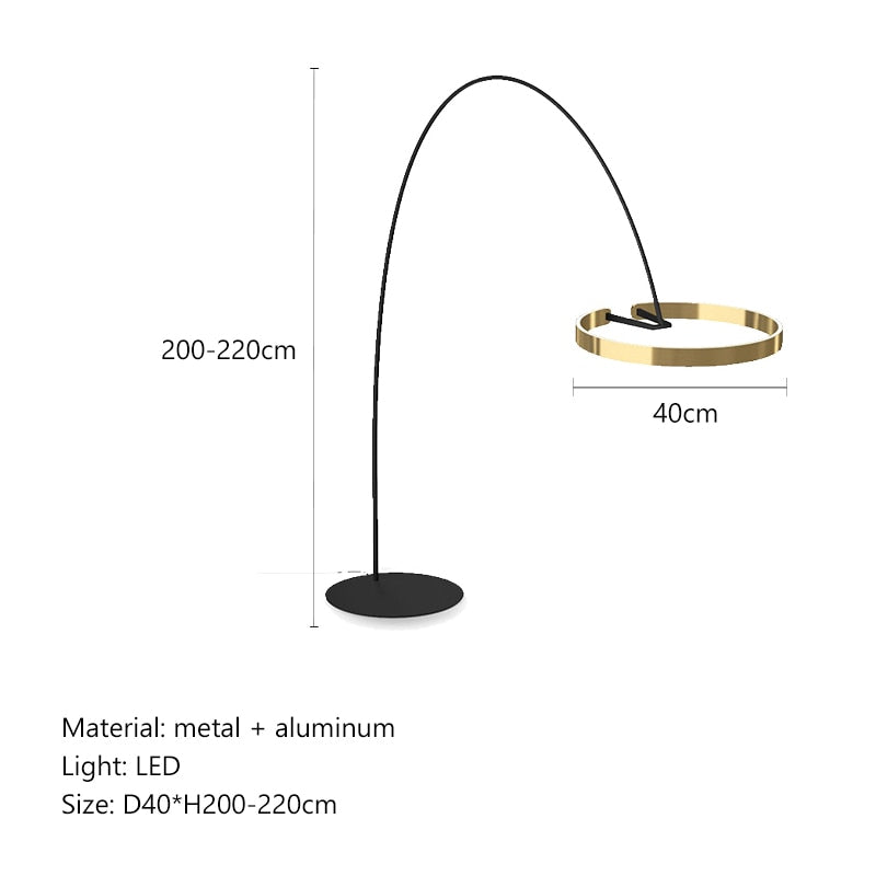Living Room Floor Lamp Aluminium Ring Modern LED Floor Lamps