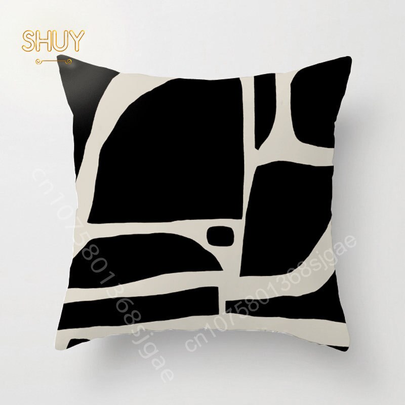 a black and white picture of a black and white pillow