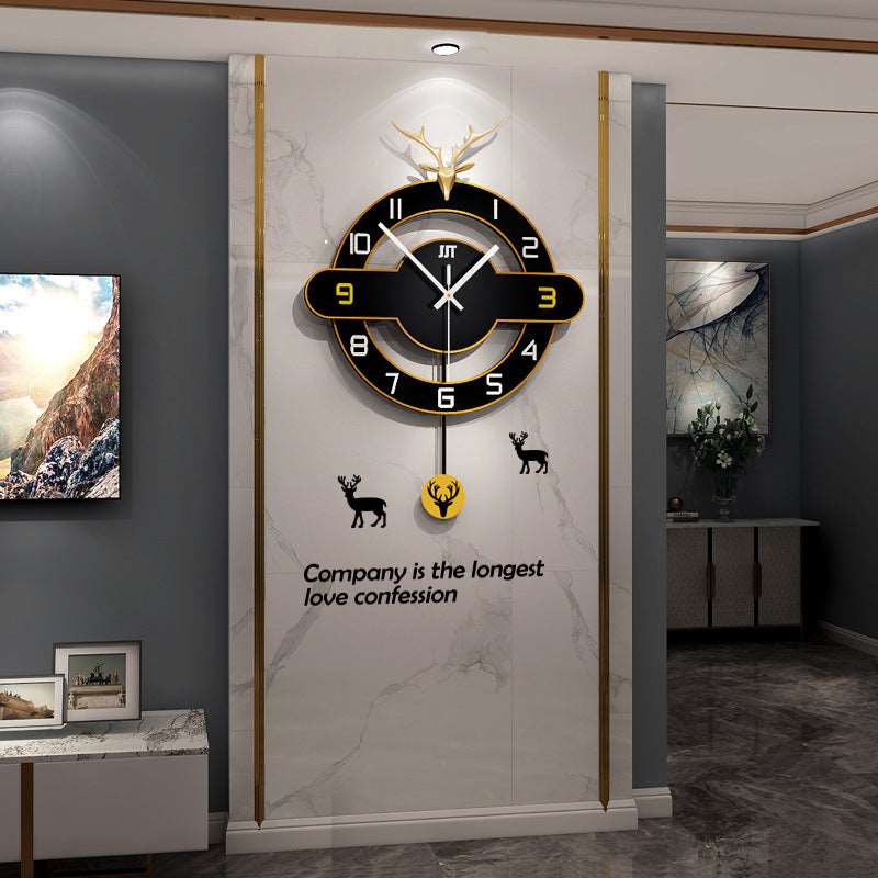 Nordic deer head wall clock living room light luxury home decorative clock fashion personality creative simple clock cross-border explosion model