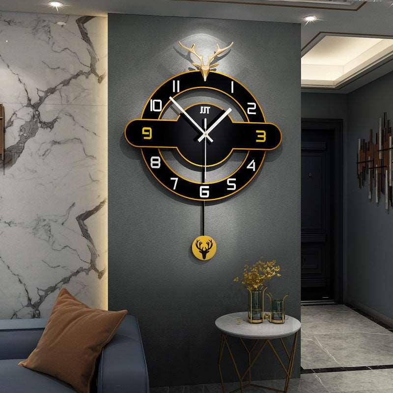 Nordic deer head wall clock living room light luxury home decorative clock fashion personality creative simple clock cross-border explosion model