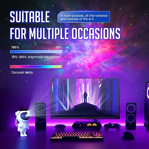 Mooyran Night Light Projector - Galaxy Star Astronaut Space Ceiling Projector, Led Lights for Bedroom, Starry Nebula Lamp