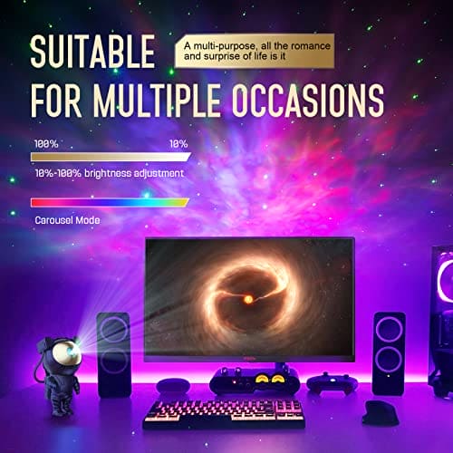 Mooyran Night Light Projector - Galaxy Star Astronaut Space Ceiling Projector, Led Lights for Bedroom, Starry Nebula Lamp