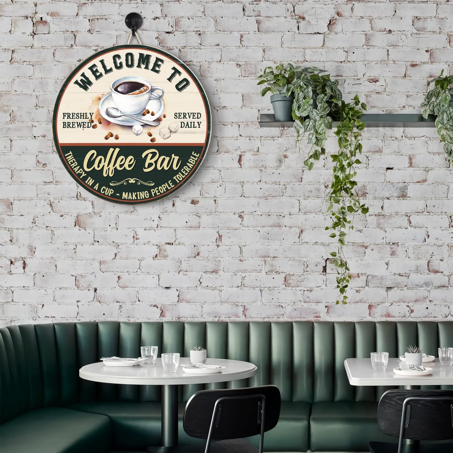 Coffee Bar Sign - Accessories for Tea & Coffee Bar, Hot Chocolate Station, Kitchen Cafe Pub Home - Coffee Lover Gift - Housewarming Christmas Gift for Farmhouse - Vintage Wall Hanging Decor