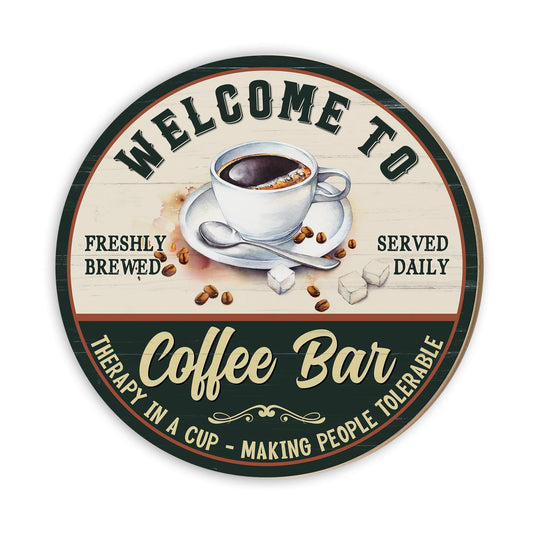 Coffee Bar Sign - Accessories for Tea & Coffee Bar, Hot Chocolate Station, Kitchen Cafe Pub Home - Coffee Lover Gift - Housewarming Christmas Gift for Farmhouse - Vintage Wall Hanging Decor