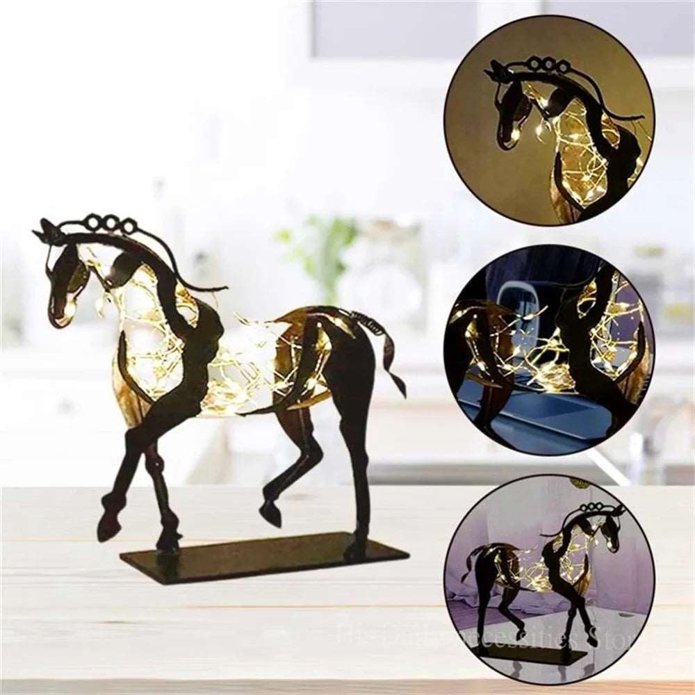 Adonis Openwork Horse Statue - Unique Metal Horse Decoration for Home Decor, Desktop Ornament or Gift