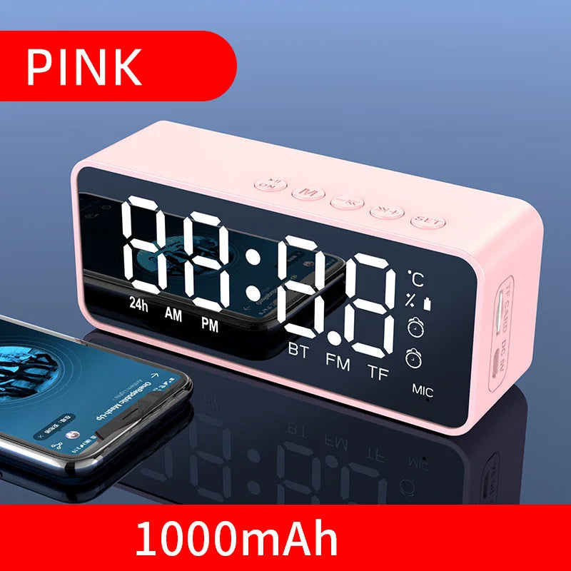 Mini Wireless Bluetooth Speaker with Alarm Clock and Voice Broadcast Feature