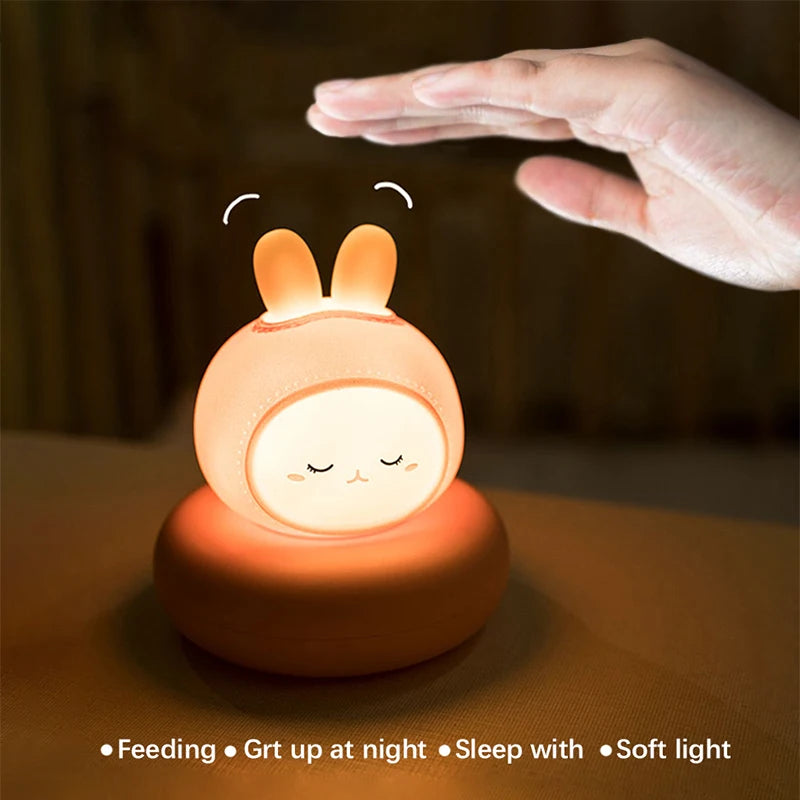 Children Night Light USB Rabbit Bear Duck Cat Night Lamp For Bedroom Baby Kid Room Decor Toys Gifts Under Cabinet Lights