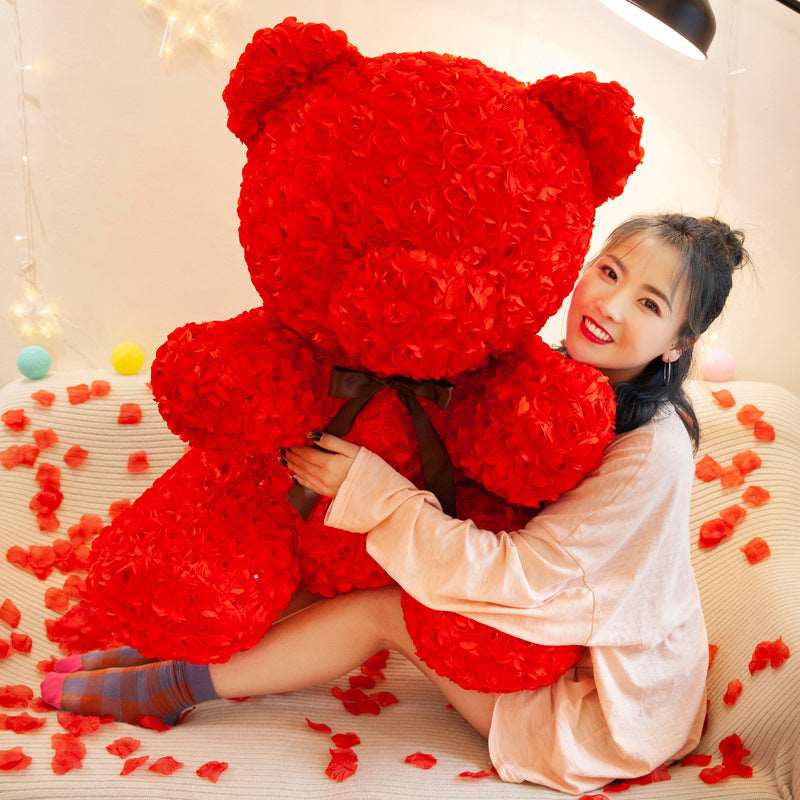 New cute rose bear doll plush toy cute bear hugging bear big bear doll gift gift to send girlfriend