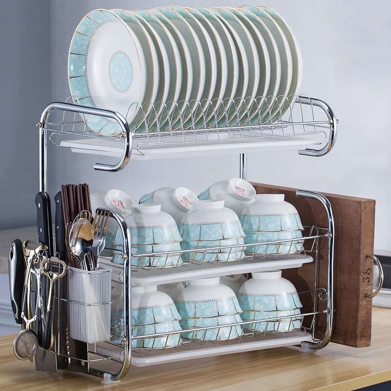 3 Tiers Dish Drying Rack Drainer Plate