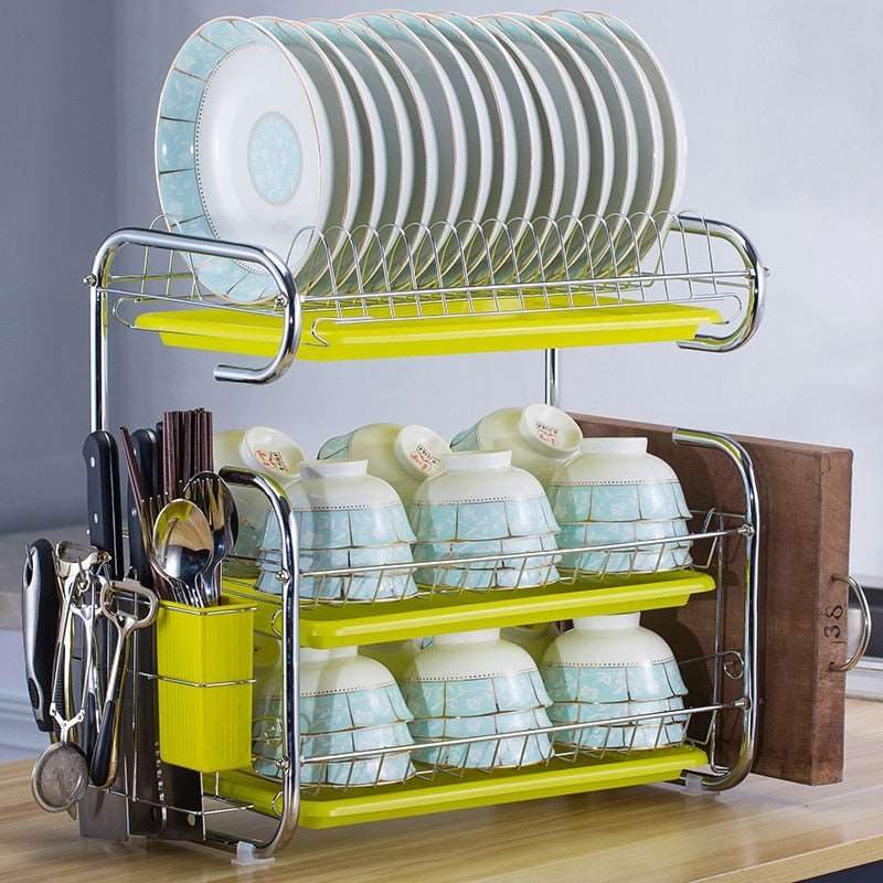 3 Tiers Dish Drying Rack Drainer Plate