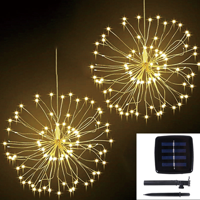 Solar-Powered Firework Lights with Starburst, Dandelion, and Christmas Decorations - Eight Functions