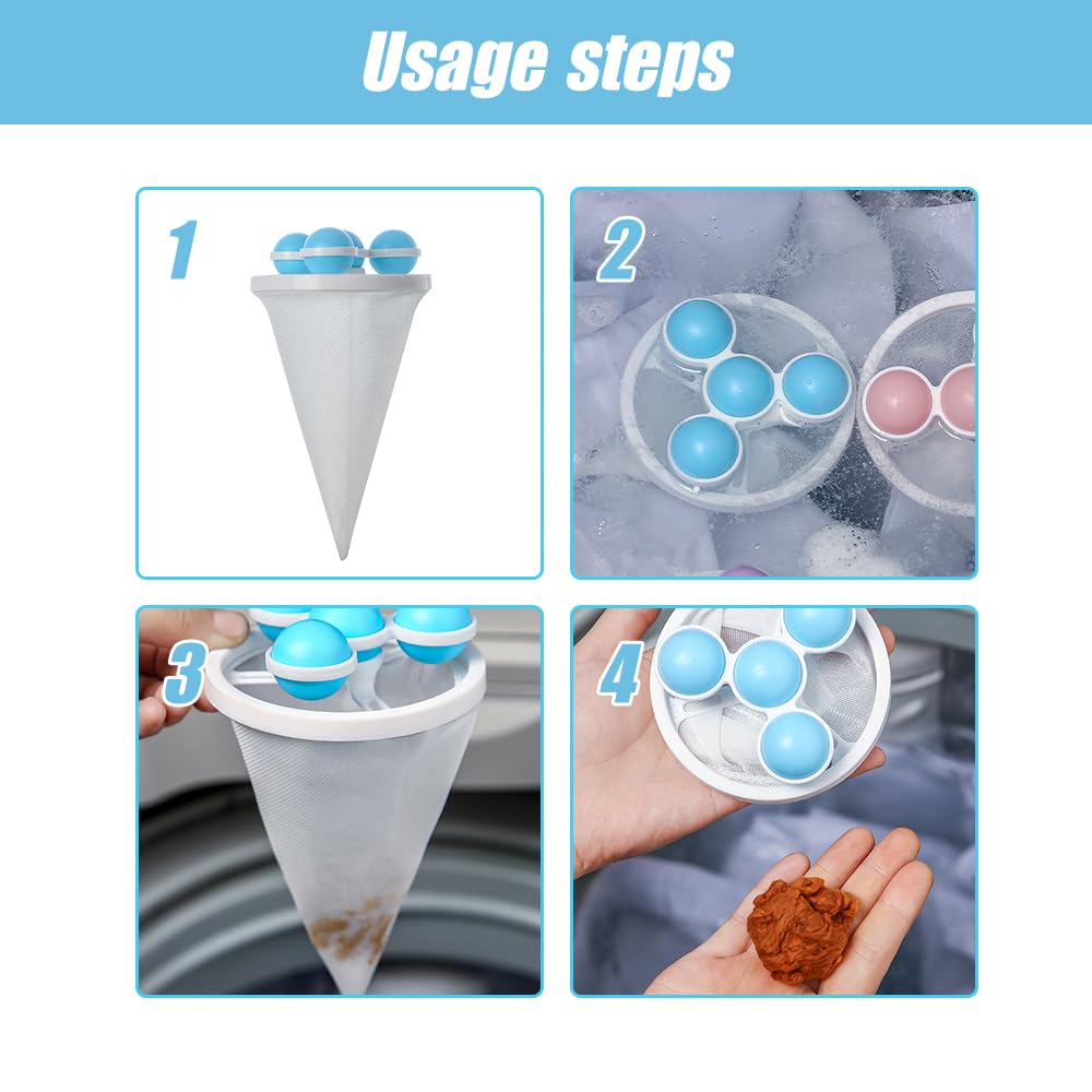 Floating Hair Filtering Mesh Removal, 2024 New Lint Catcher for Washing Machine, Reusable Washing Machine Hair Filter Remover for Laundry (3PCS)