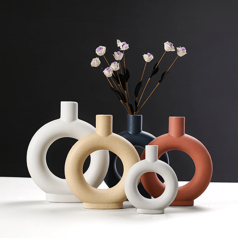 INS cross-border direct supply of creative Nordic ceramic vase wholesale vegetarian burnt dried flower arrangement floral art home decoration ornaments