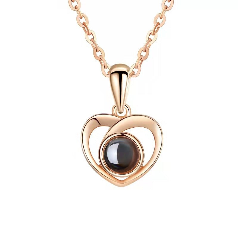 50 Gift Love Necklace, Female Light Luxury Niche Clavicle Chain with Projection Pendant