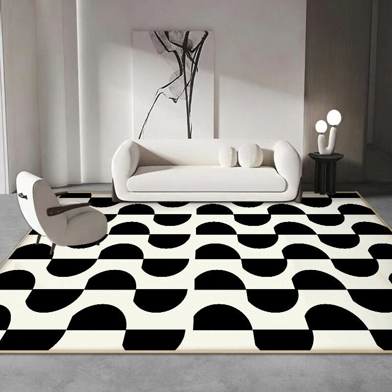 Black and White Living Room Decoration Rug